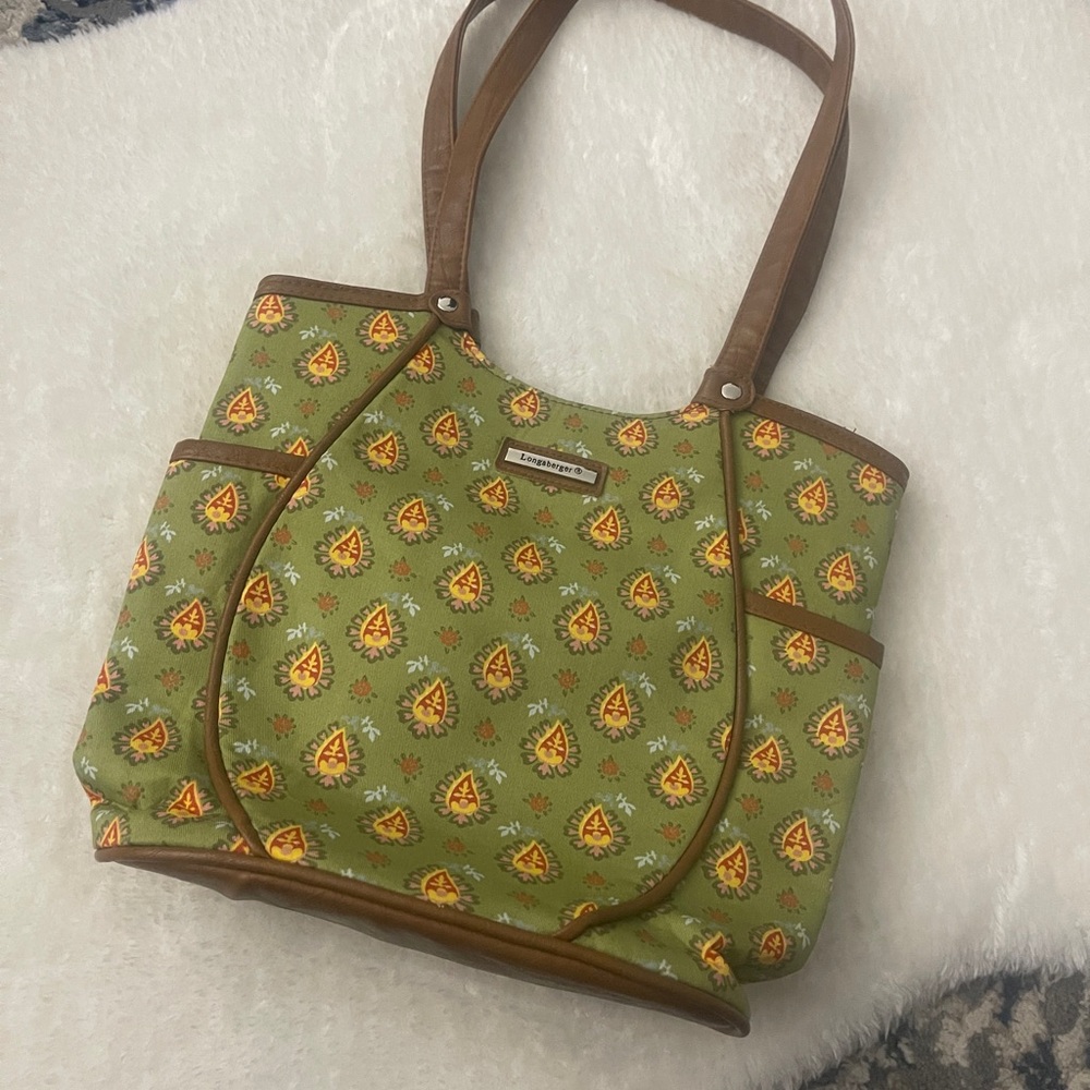 Longaberger Green and Brown Purse
